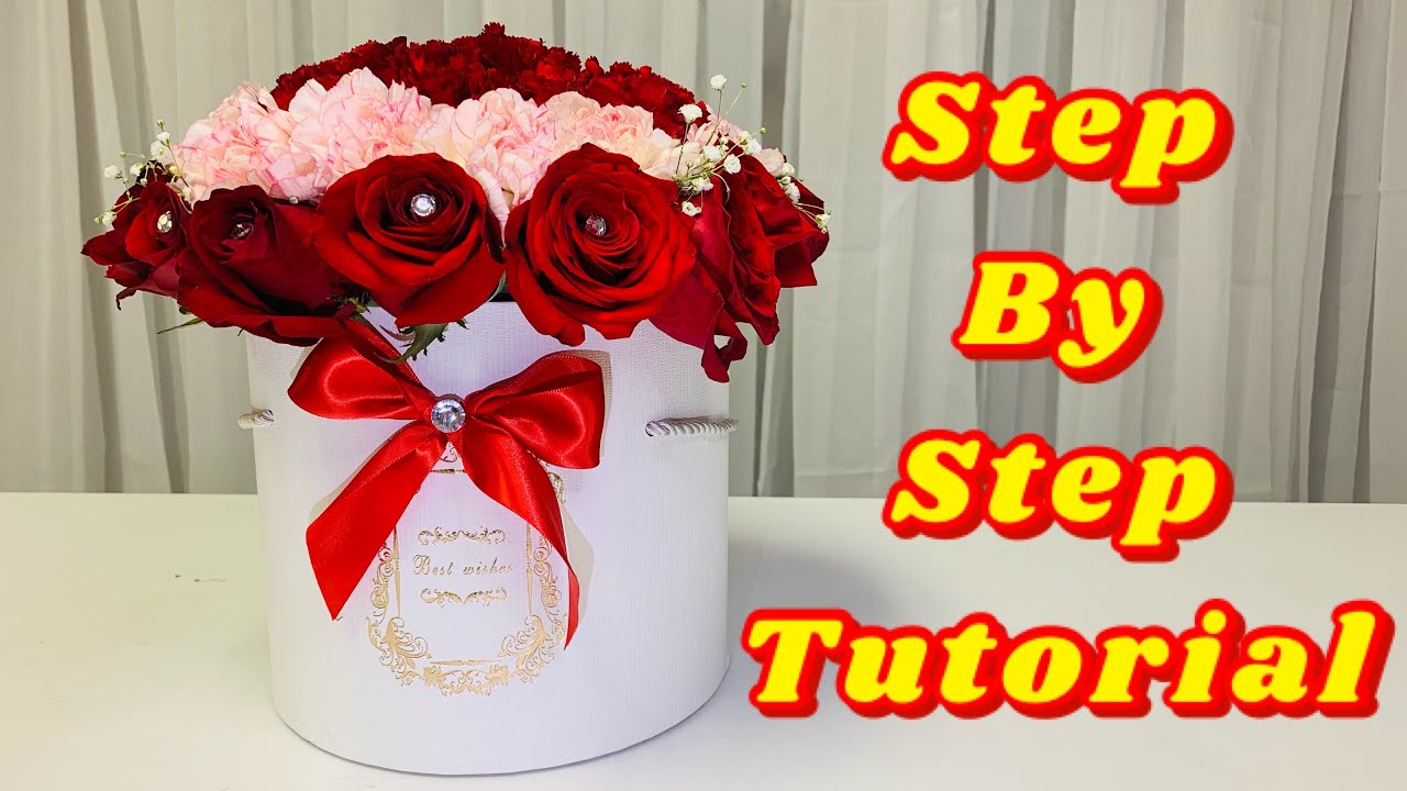 DIY Valentine’s Day Flower Arrangement/ DIY Flower Box / DIY Gift Rose Box / Mother’s Day flower box