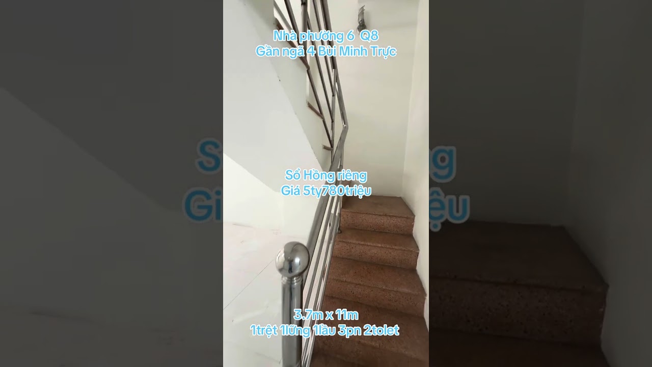 Nhà phường 6 quận 8/ Gần ngã tư Bùi Minh Trực/ 3.7m x 11m / 1trệt 1lững 1lầu 3pn/SHR/Giá5ty780triệu