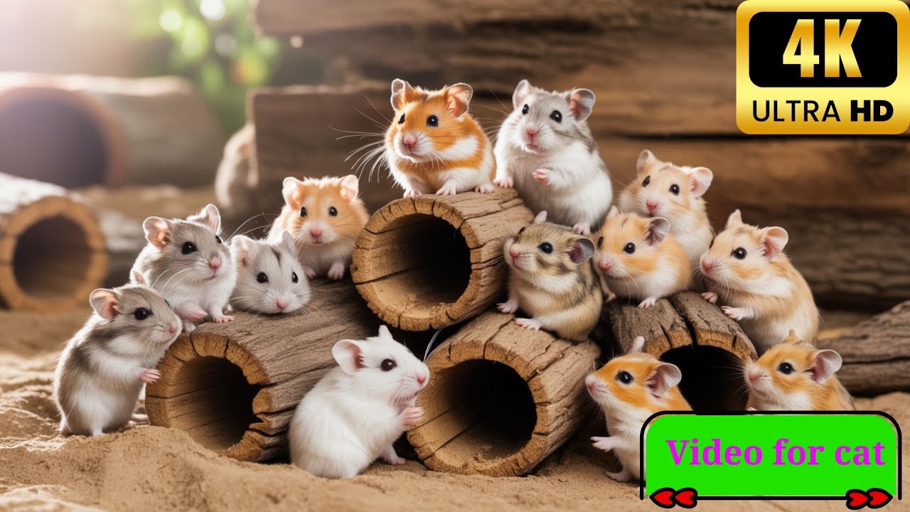 Interactive Cat TV: Tiny Mice Hide and Seek Fun! 4k UHD 60fps