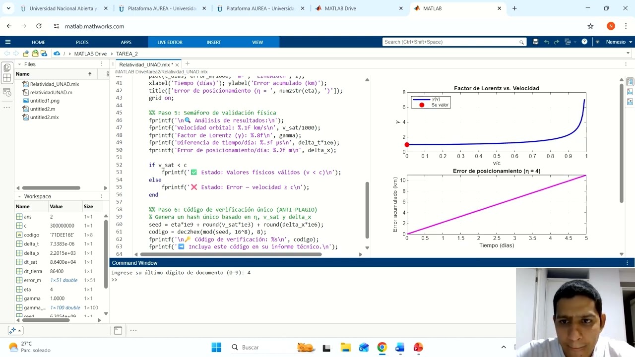 Video explicativo ejercicio 1 paso 5(MATLAB) física moderna