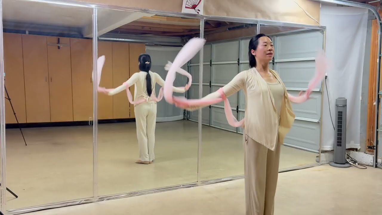 一梦惊鸿， 完整版合音乐， 镜面跟练 | Flowey Silk Scarf Dance | Full Song | Facing Mirror