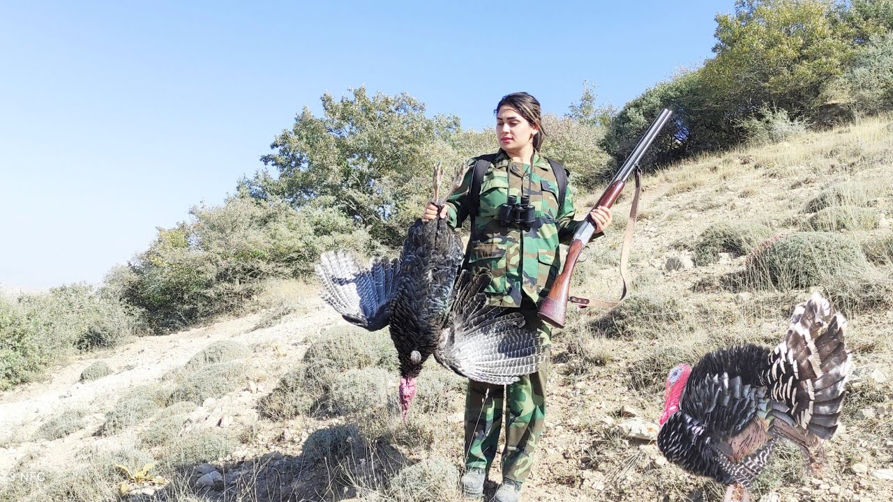 Rural LifeWild Turkey HuntingGirl Hunter in Nature