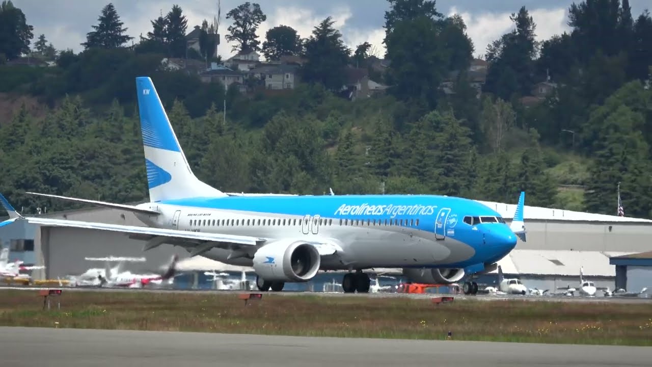 Commercial Aviation Aerolineas Argentinas Boeing 737 8 MAX  Boeing Field Seattle Oct 21 2024