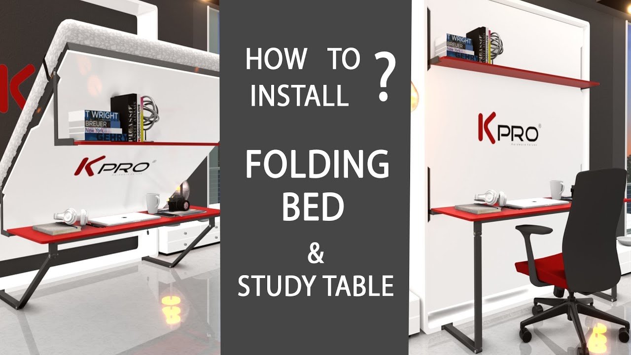 Folding Bed with Study table Fitting | Wall mount | Folding study table kese fit kare ?