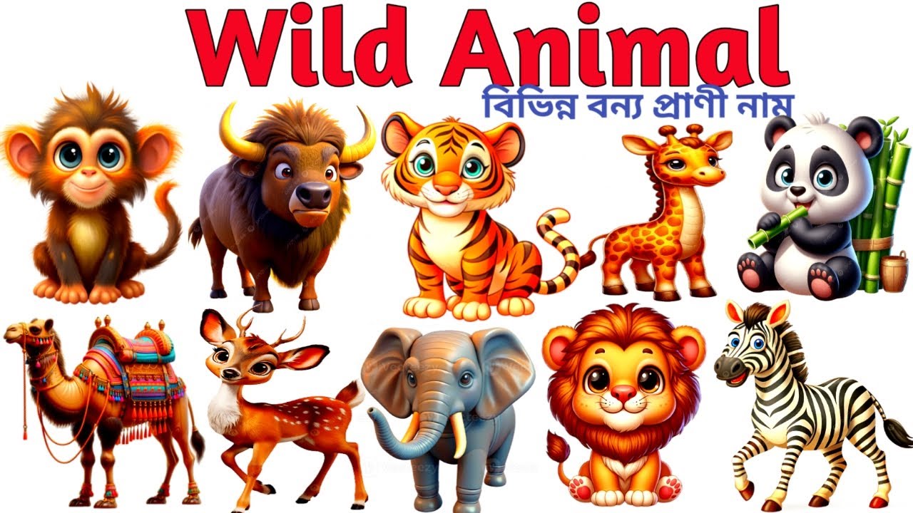 বিভিন্ন বন্যপ্রাণীর নাম |wild animal name | Learn Wild animal name for kids |বিভিন্ন বন্যপ্রাণী vid