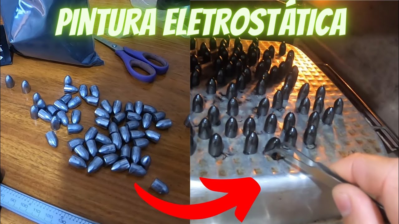 Como fazer pintura eletrostática de projeteis 9mm em casa, fácil