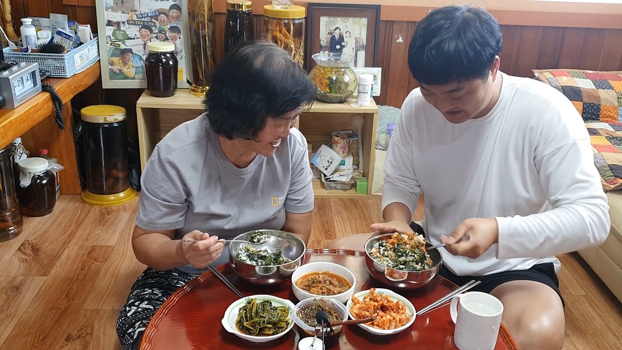 시골식 시레기밥, 청국장, 열무김치, 참기름김치 같이 먹어요! Radish leaf rice, Cheonggukjang, Yeolmu Kimchi , Kimchi Eating