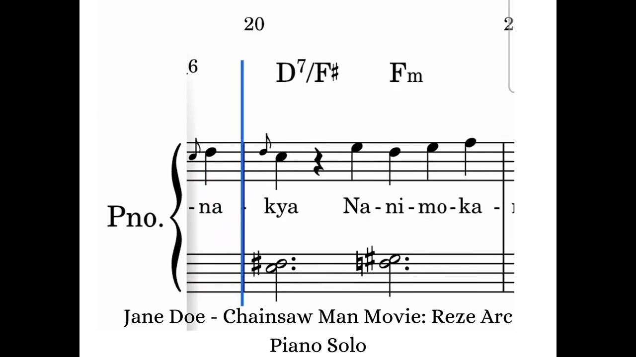 Jane Doe - Chainsaw Man - The Movie: Reze Arc | Piano Solo Notes