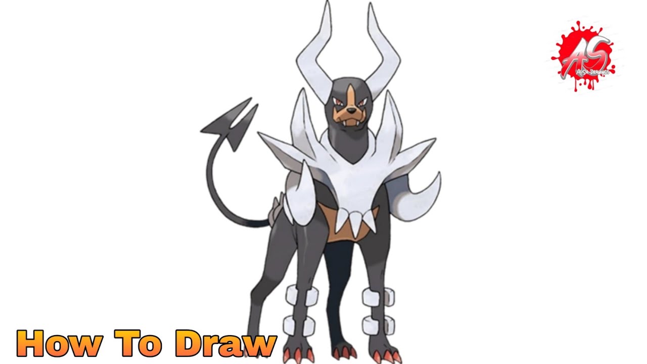 How to draw Mega Houndoom Pokemon Step by step tutorial