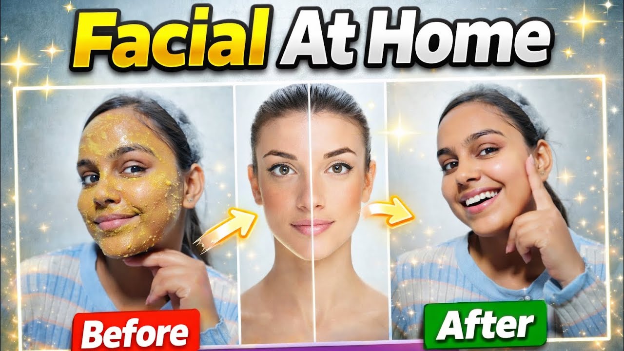 Facial At Home | Get Instant Glow Naturally | Step By Step Home Facial ✨😯 #viral #facialathome #home