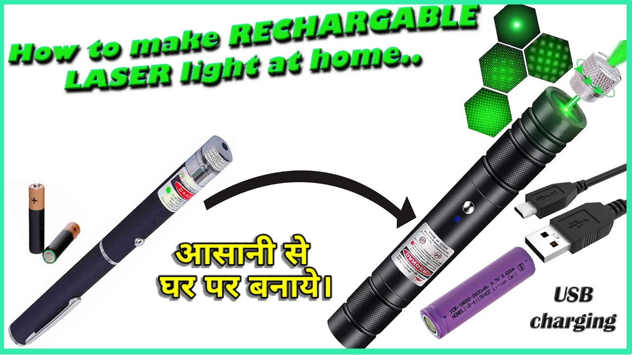 How to make rechargeable LASER light at home.| laser diode | #diy #danger #greenlaser