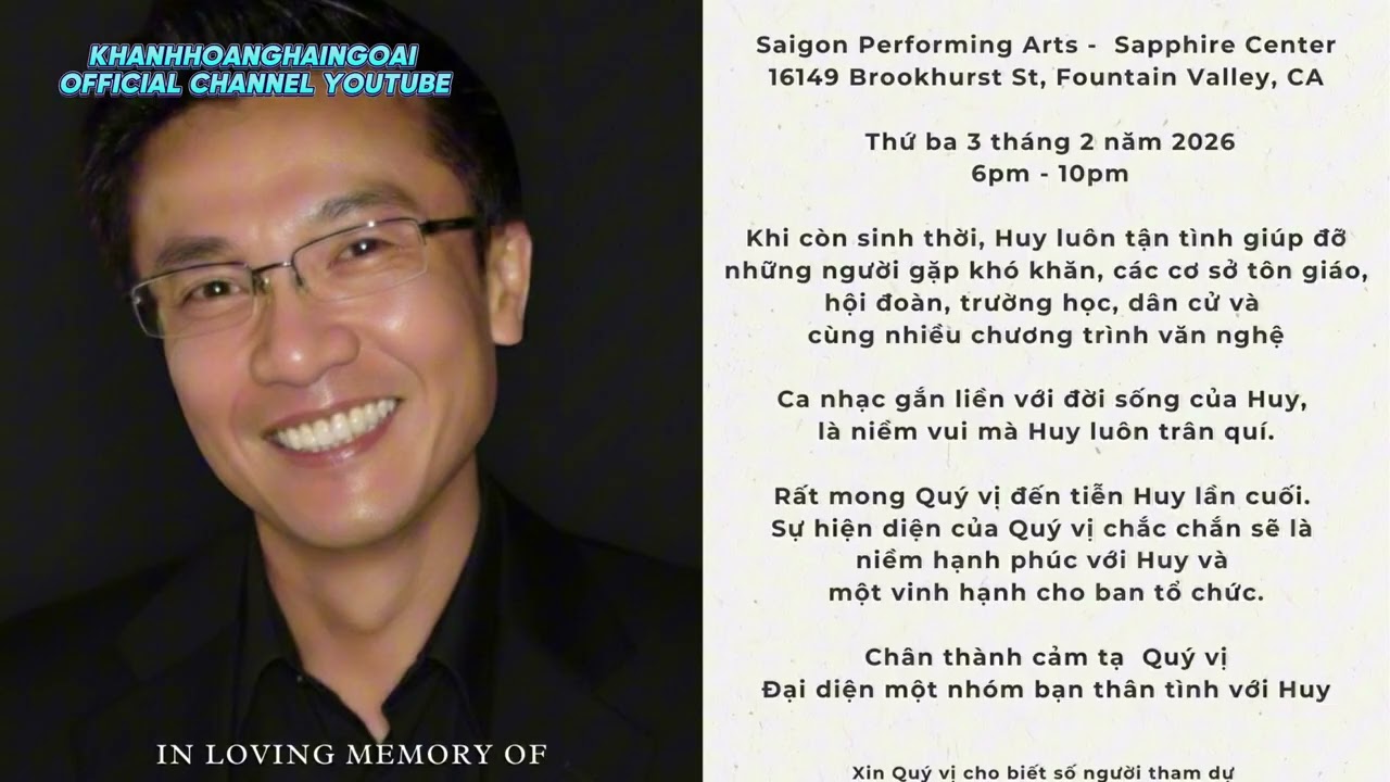 Đêm tiễn Huy! Ân nhân của nhiều nghệ sĩ, nạn nhân thiên tai, bạn bè, bác sĩ...Đã qua đời vì tai nạn!