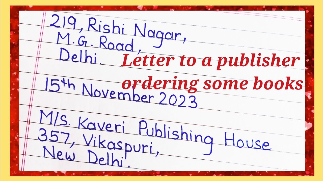 Write a letter to a publisher ordering some books || Placing an order letter format in English