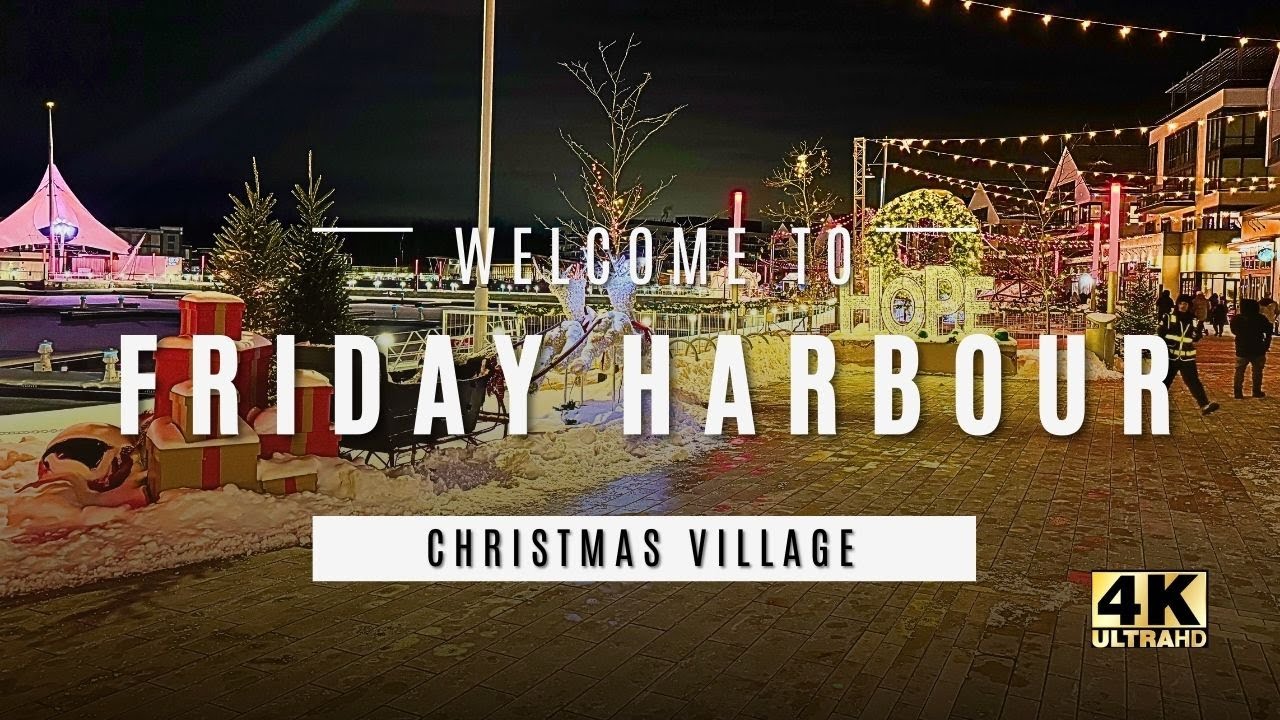 [4K]🎄 Friday Harbour Holiday Market Lights & Lakeside Magic - Innisfil, Ontario 2025