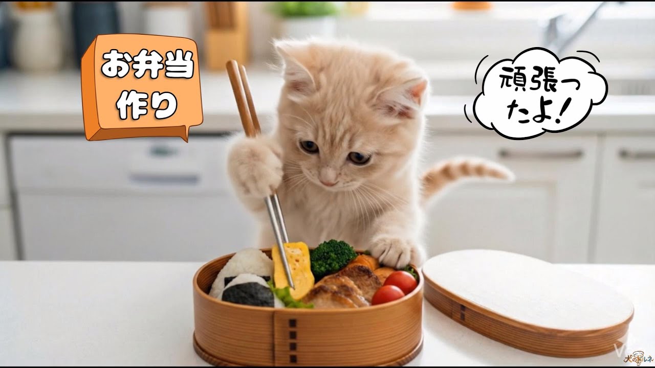 犬のトルネ/子猫がはじめてのお弁当作りに挑戦