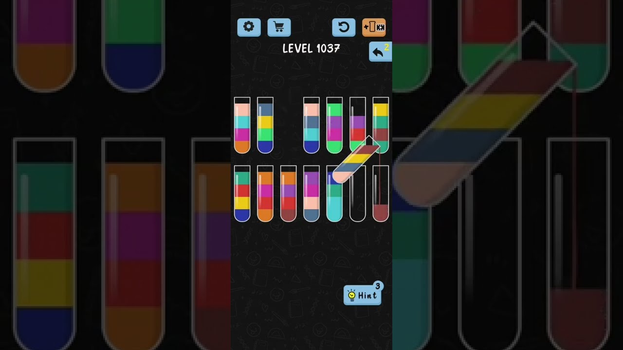 Water Color Sort Level 1037 Walkthrough Solution iOS/Android
