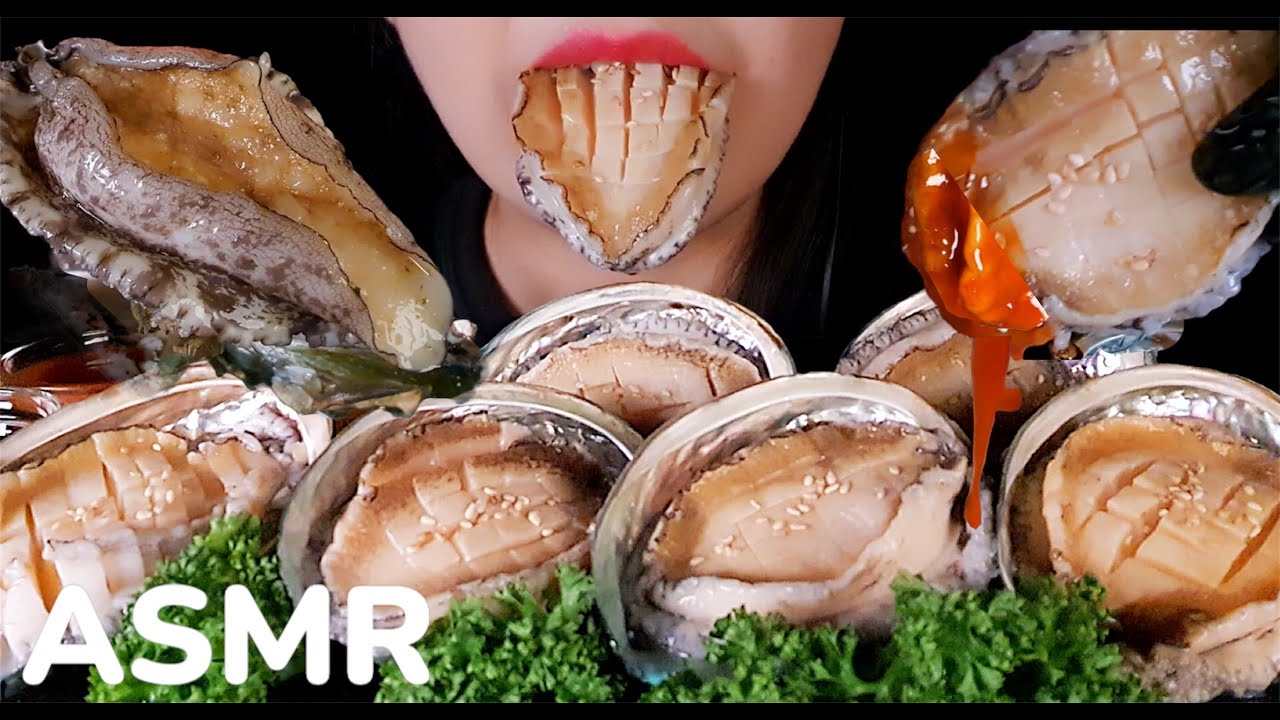 Мукбанг с морским ушком АСМР Звуки поедания сырых морепродуктов Звуки жевания морского ушка ASMR
