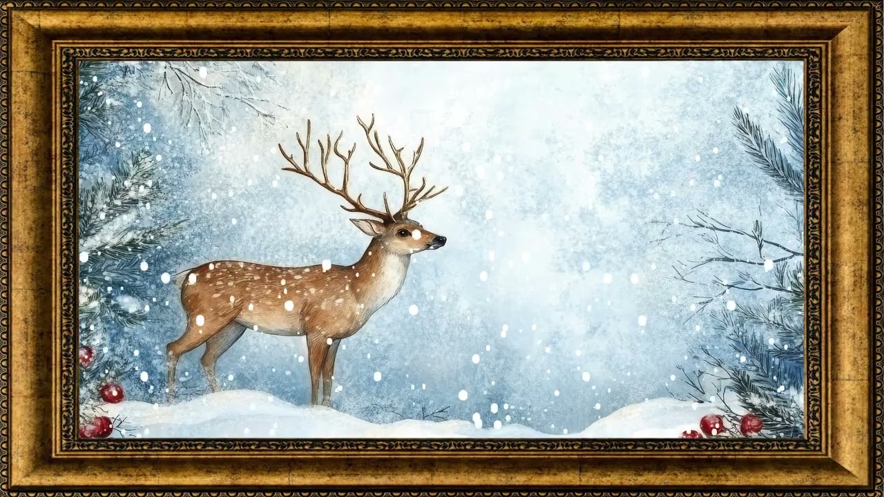 2 Hours Serene Winter Landscape – Peaceful Snowfall Ambient TV Art Screensaver Calming  Scenery |