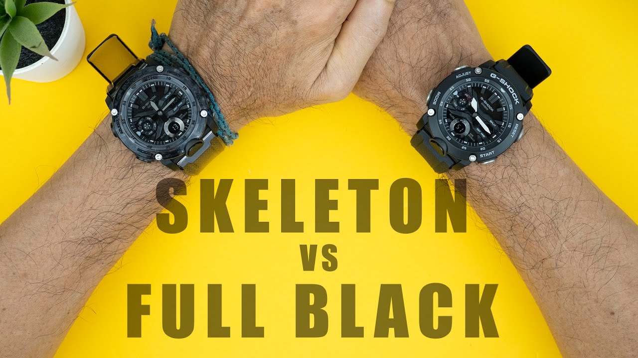 SKELETON VS FULL BLACK - CASIO G-SHOCK GA-2000SK-8A VS GA-2000S-1A