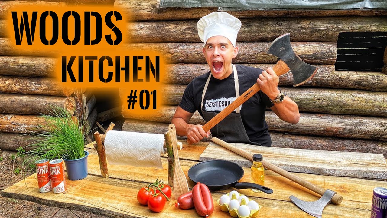 WOODS KITCHEN #01 | Kochen mit ÄXTEN 🪓 | Gericht: Falsches Gehirn | Survival Mattin