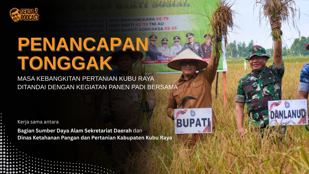 PENANCAPAN TONGGAK MASA KEBANGKITAN PERTANIAN KUBU RAYA DITANDAI DENGAN KEGIATAN PANEN PADI BERSAMA