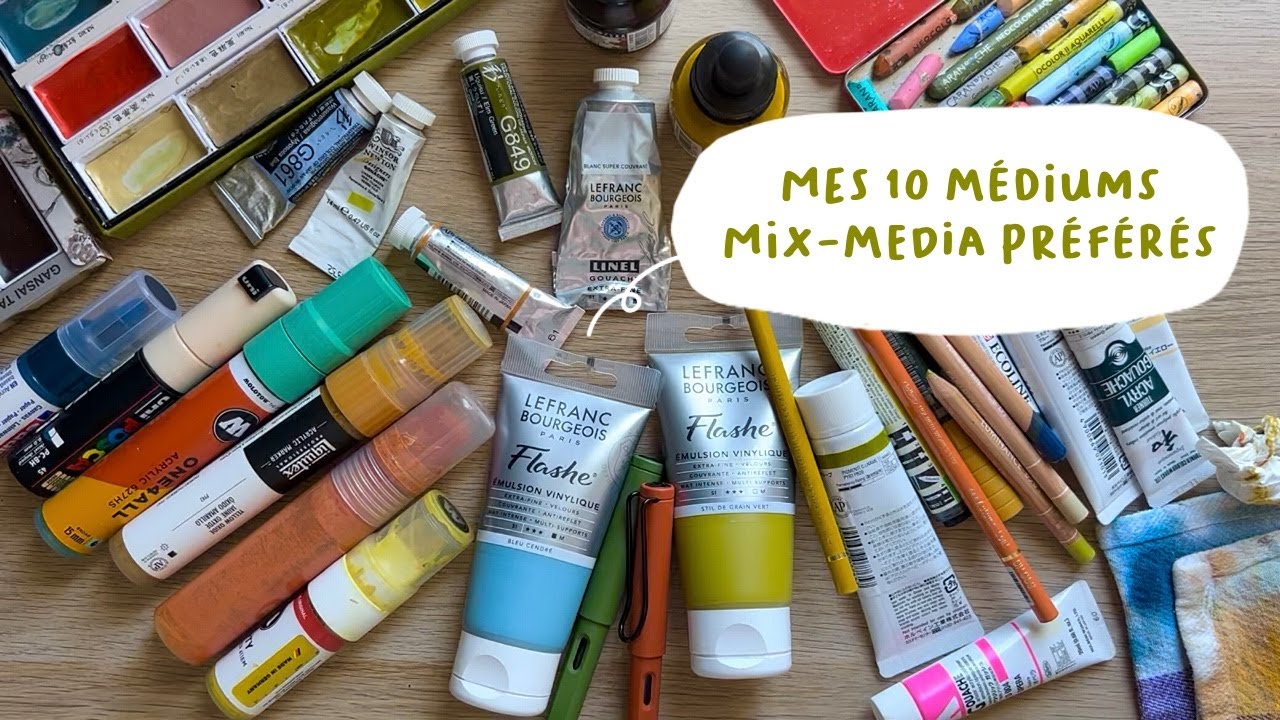 MON MATÉRIEL D'ART PRÉFÉRÉ, MES MÉDIUMS FAVORIS, top 10 mix media ✷ Kuretake, Holbein, Liquitex ...