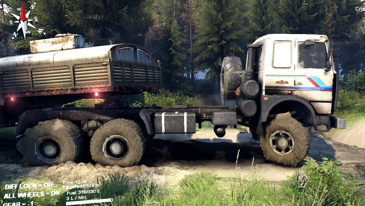 SPINTIRES 2014 - The Hill Map - MAZ + Utility Trailer Off Road