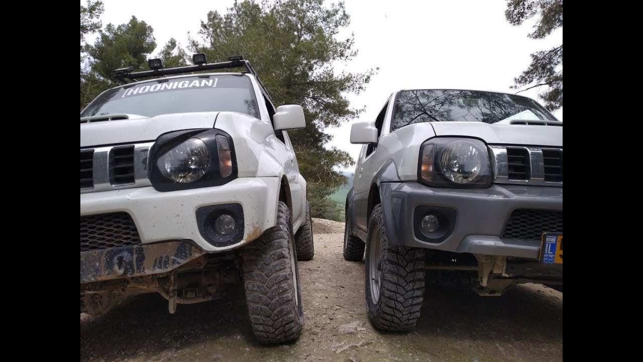 Some crazy Jimny and Monster Truck on the hard off road. Extreme 4x4. הר חורשן