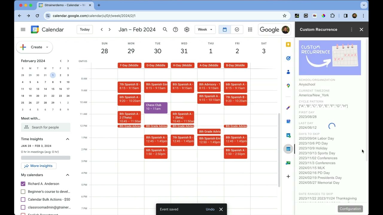 Custom Recurrence: A Google Workspace Add-on for Google Calendar