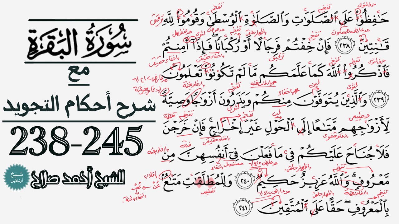 كيف تقرأ سورة البقره مع شرح أحكام التجويد| 238-245