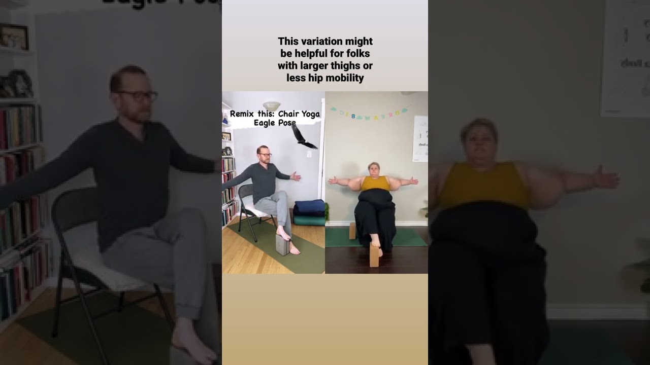#ChairYoga remix for #EaglePose or #Garudasana #accessibleyoga #bodypositive #plussizeyoga