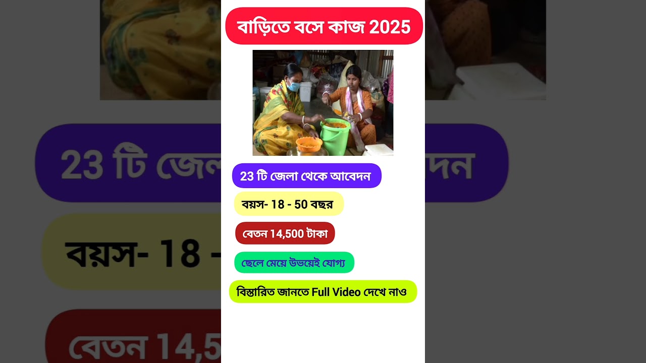 বাড়িতে বসে কাজ / বেতন 14,500 টাকা 