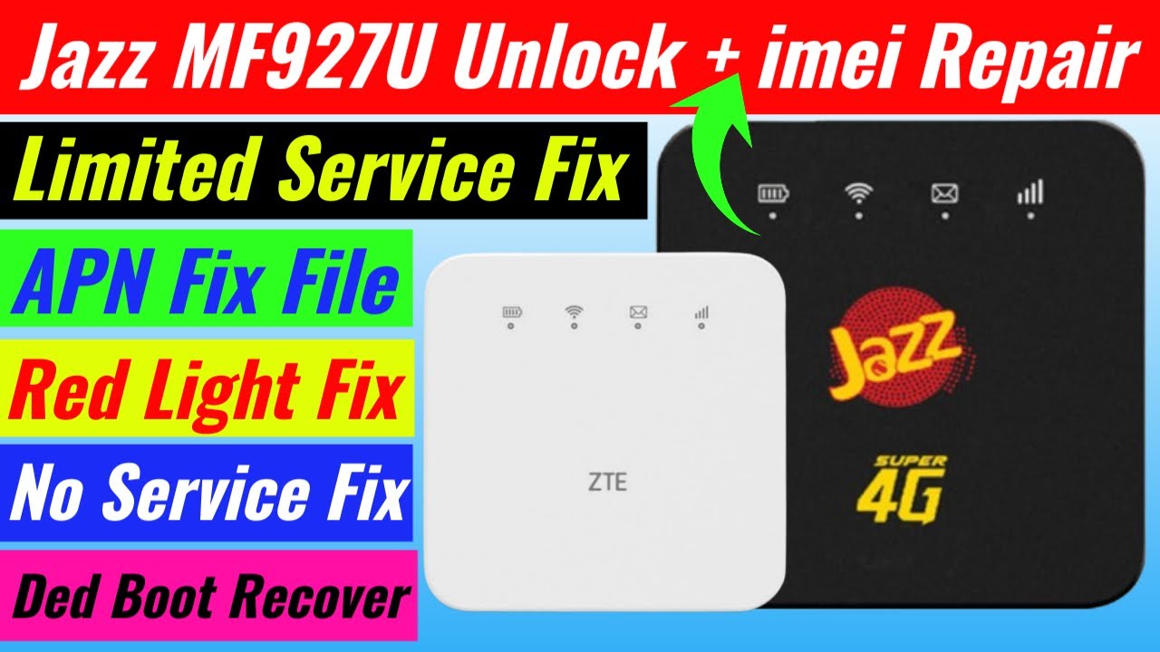 Jazz MF927U Unlock + Ded Recover + Security Repair, No Service Fix, Convert to ZTE Webui Page.