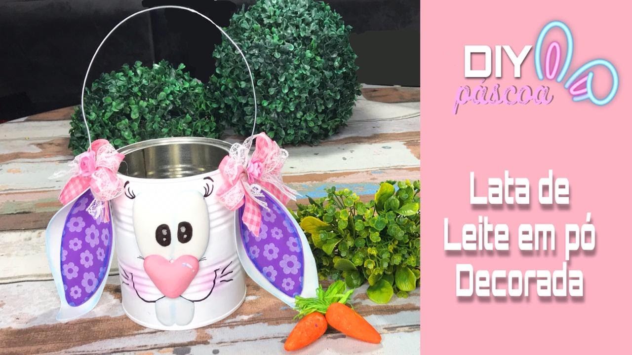 Cestinha de coelho reutilizando latas de leite em pó