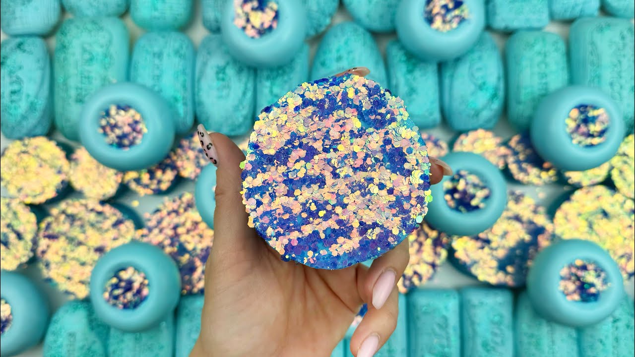 [ASMR] Guess the color★Soap boxes with starch&glitter★Cutting cubes★Clay cracking★(4k)