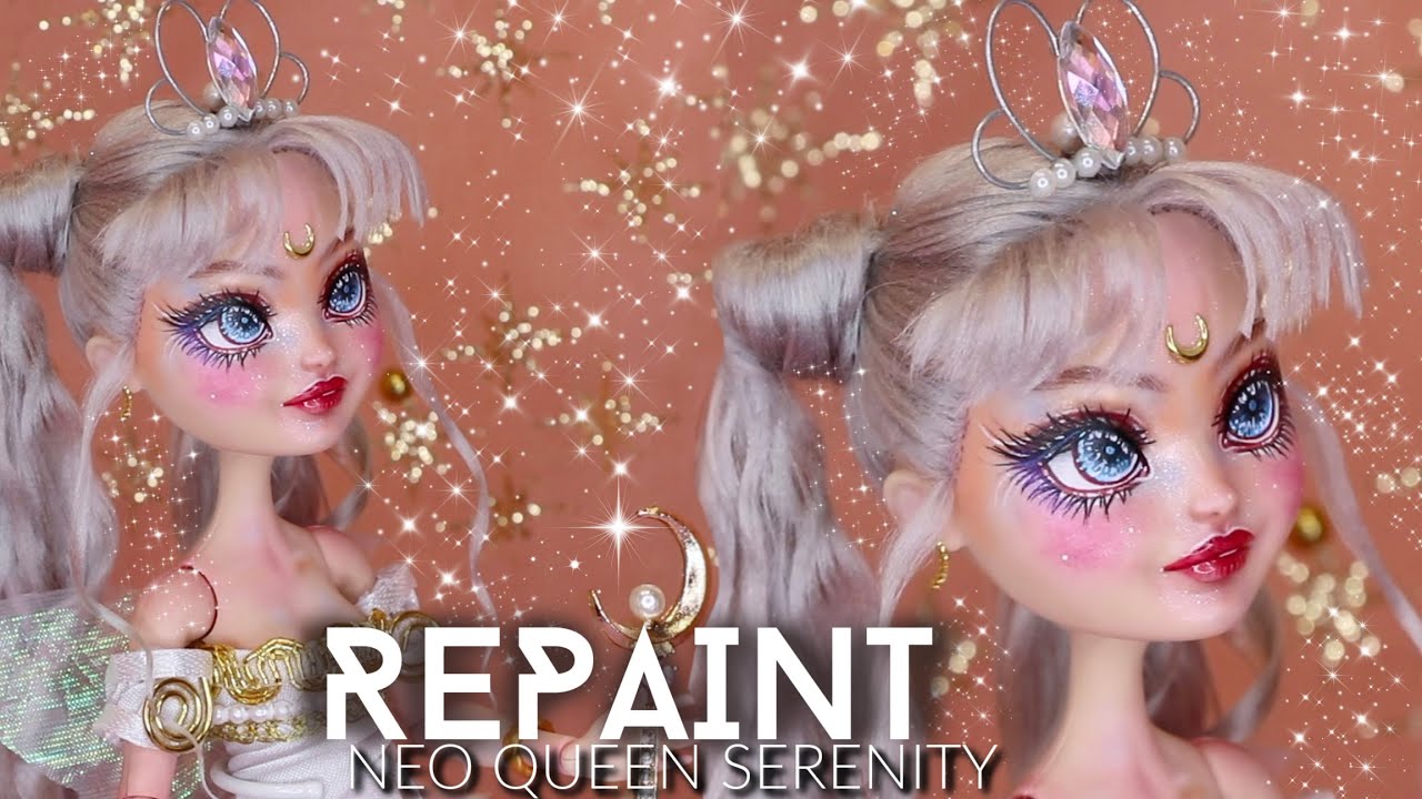 REPAINT ! Neo Queen Serenity Sailor Moon OOAK Ever After High Blondie Lockes Custom Doll Tutorial