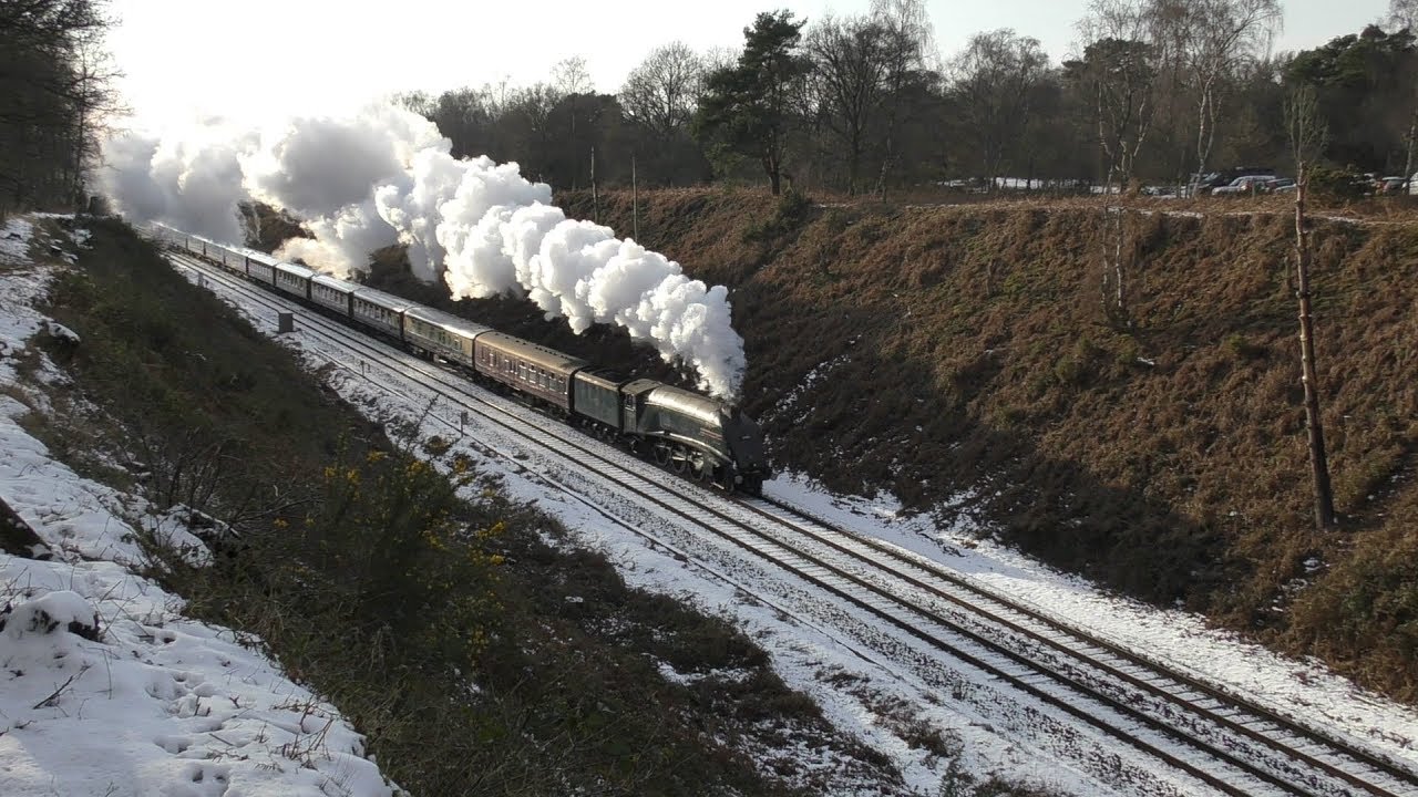 Steam, Snow and an A4 - 60009 Union of South Africa roars up Gomshall Bank - 02/02/2019
