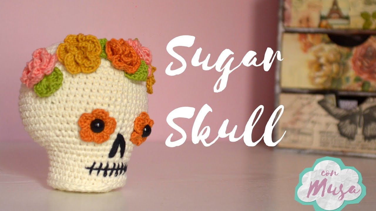 Sugar Skull Tutorial english / how to crochet day of the dead amigurumi step by step