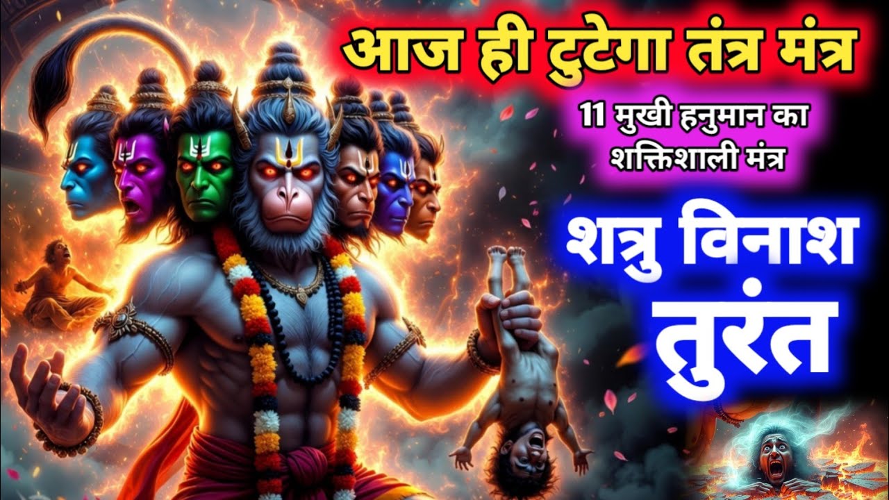 🚩आज ही टूटेगा तंत्र-मंत्र !11मुखी हनुमान का शक्तिशाली मंत्र | शत्रु विनाश | 11 Mukhi Hanuman Mantra 