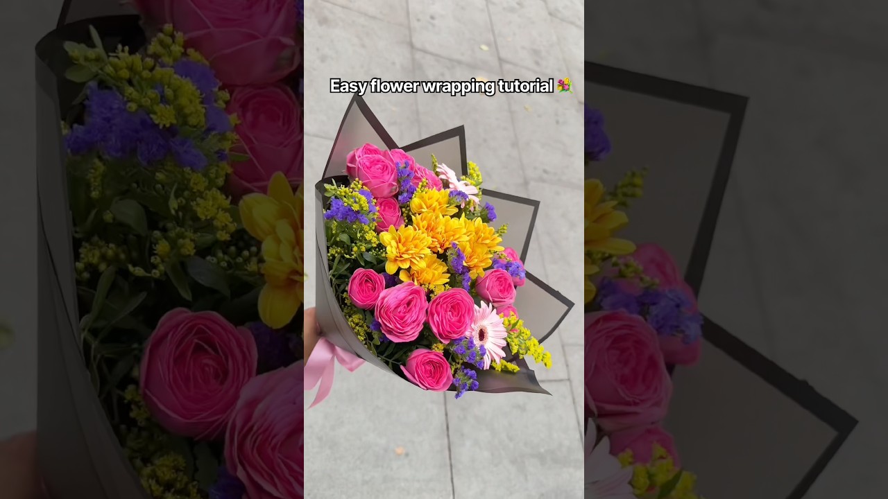 How to wrap small flower bouquet 💐 #wrapping #flowers #shorts #bouquet
