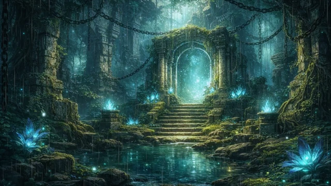 Rainfall Temple Ruins – Dark Mystical Deep Focus Ambient (1 Hour)