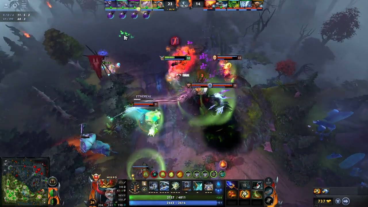 😱 Meepo DODGES Rocket & Survives with 56 HP! (Insane Team Fight) | Dota 2
