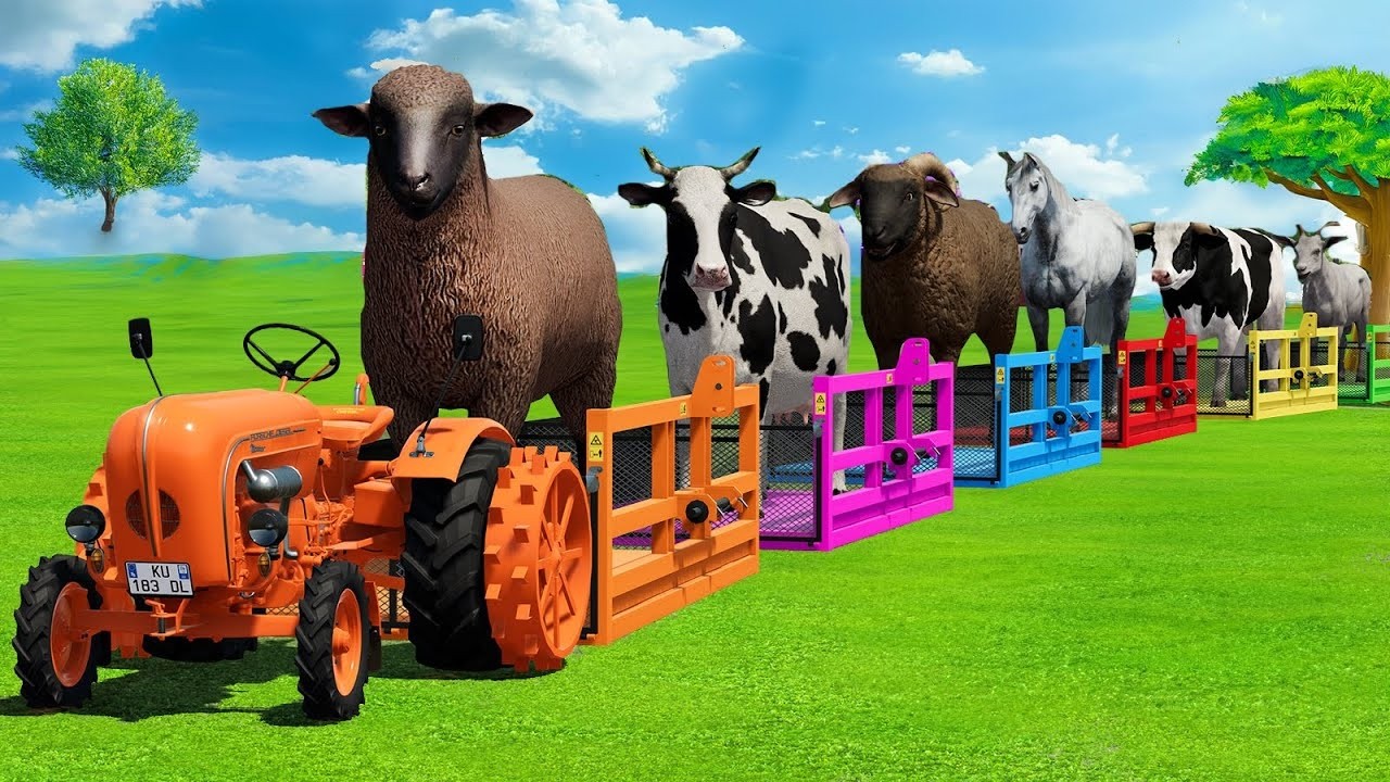 Long Slide Game With Elephant Gorilla Buffalo Hippopotamus Tiger - 3d Animal Game - Funny 3d Animals