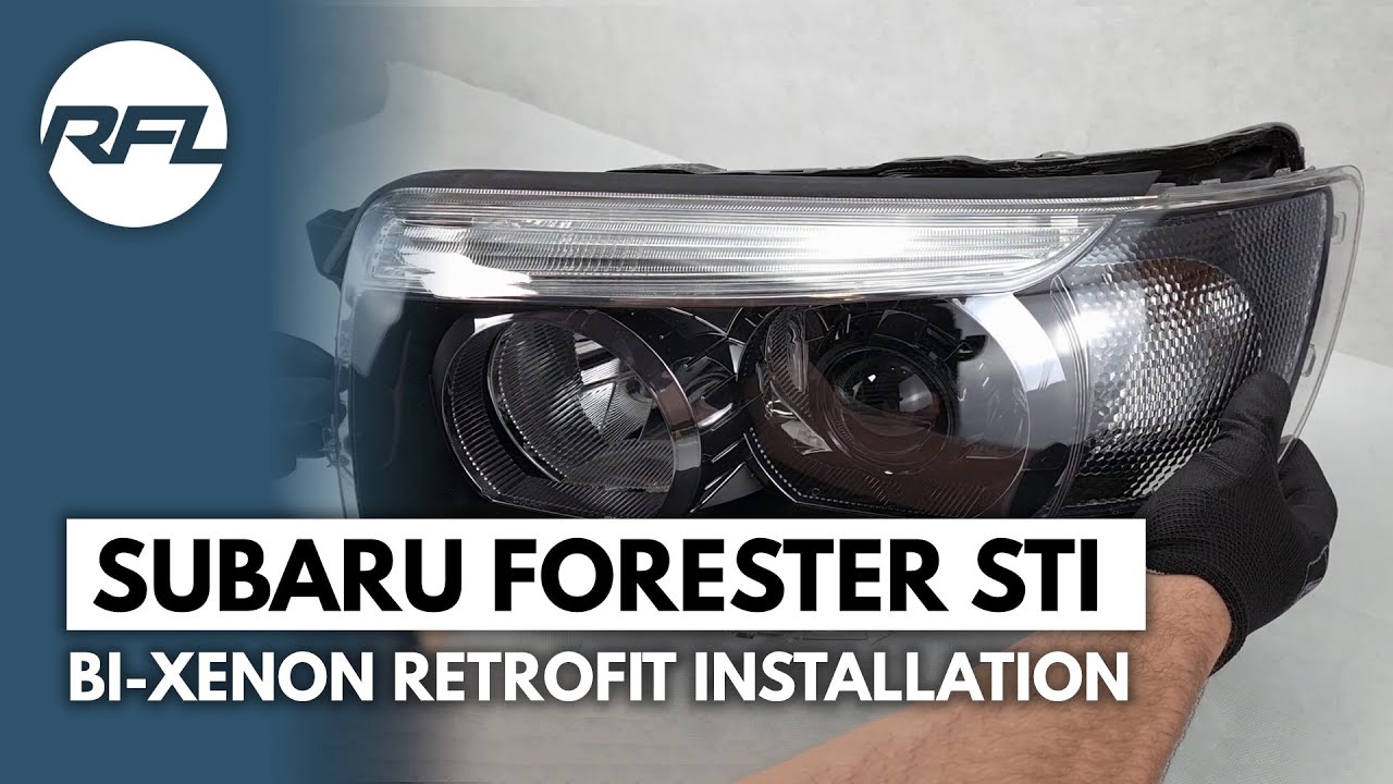 Subaru Forester STi HID xenon projector and driving lane conversion installation headlight upgrade