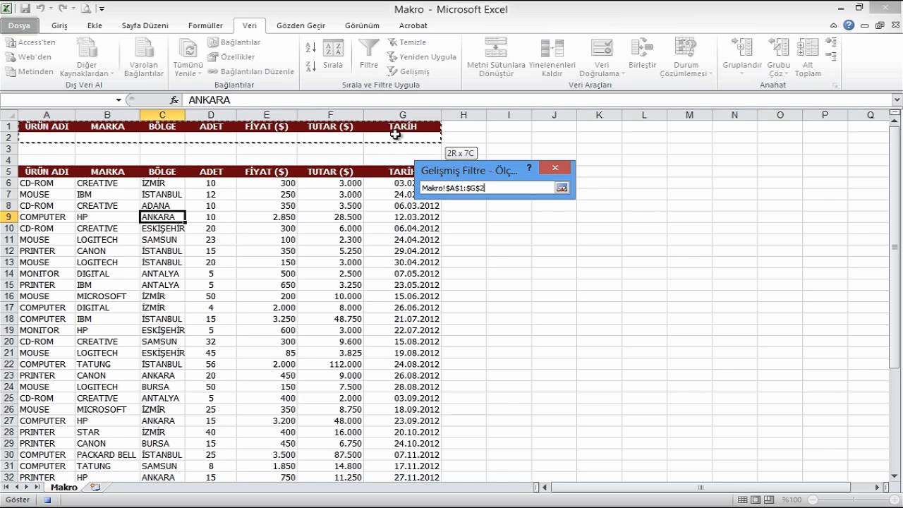 Excel'de Makro Kaydı Yapmak