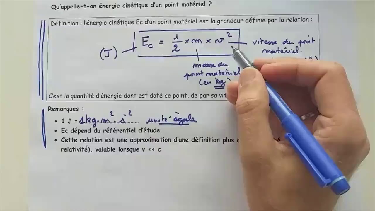 Q1 Qu'appelle-t-on énergie cinétique d'un point matériel ?