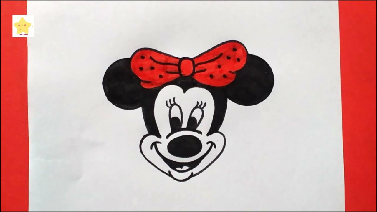 How to Draw Minnie Mouse Step by Step 🎀🐭 | Easy Beginner Tutorial | Little Star