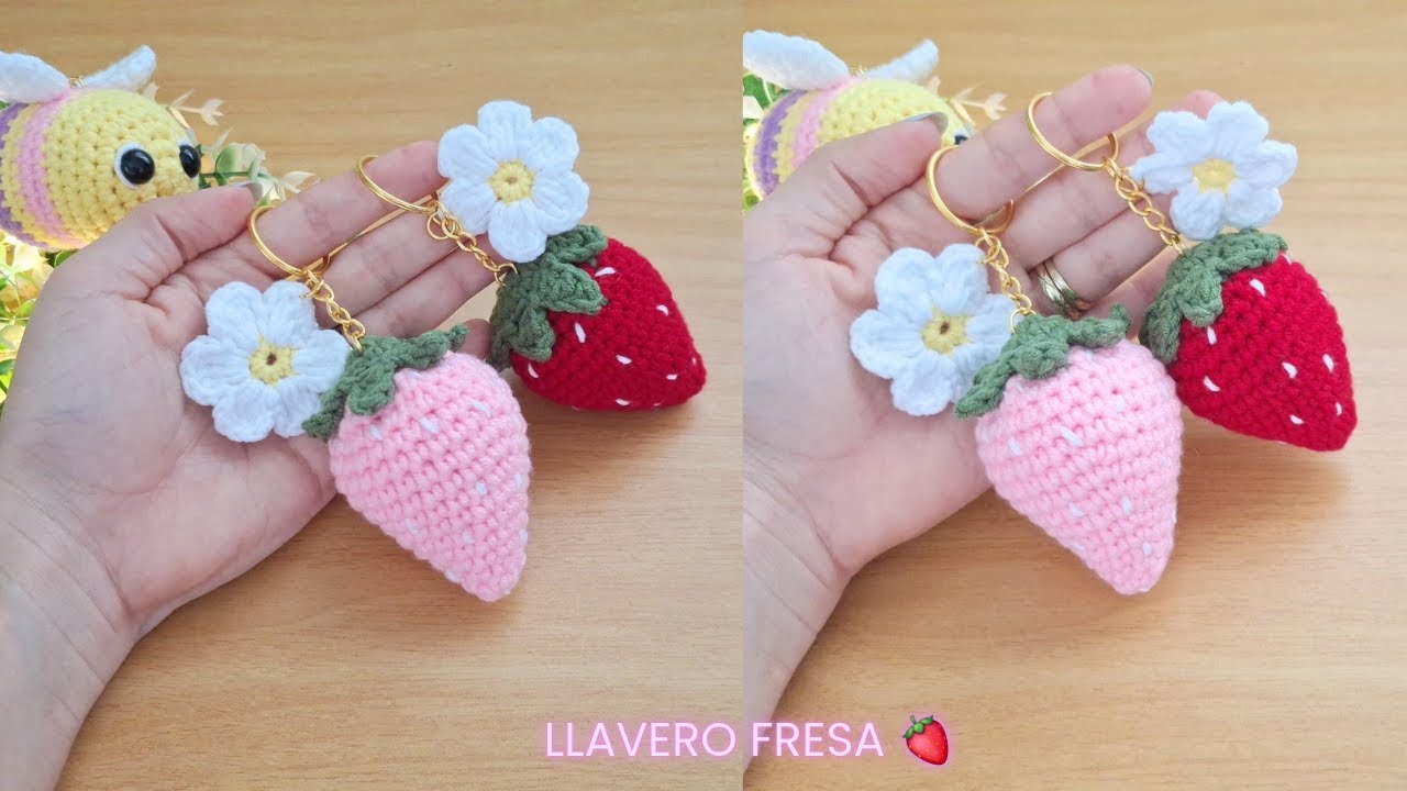 🍓Es tan Fácil de realizar este Llavero de Fresas a CROCHET 🍓😍