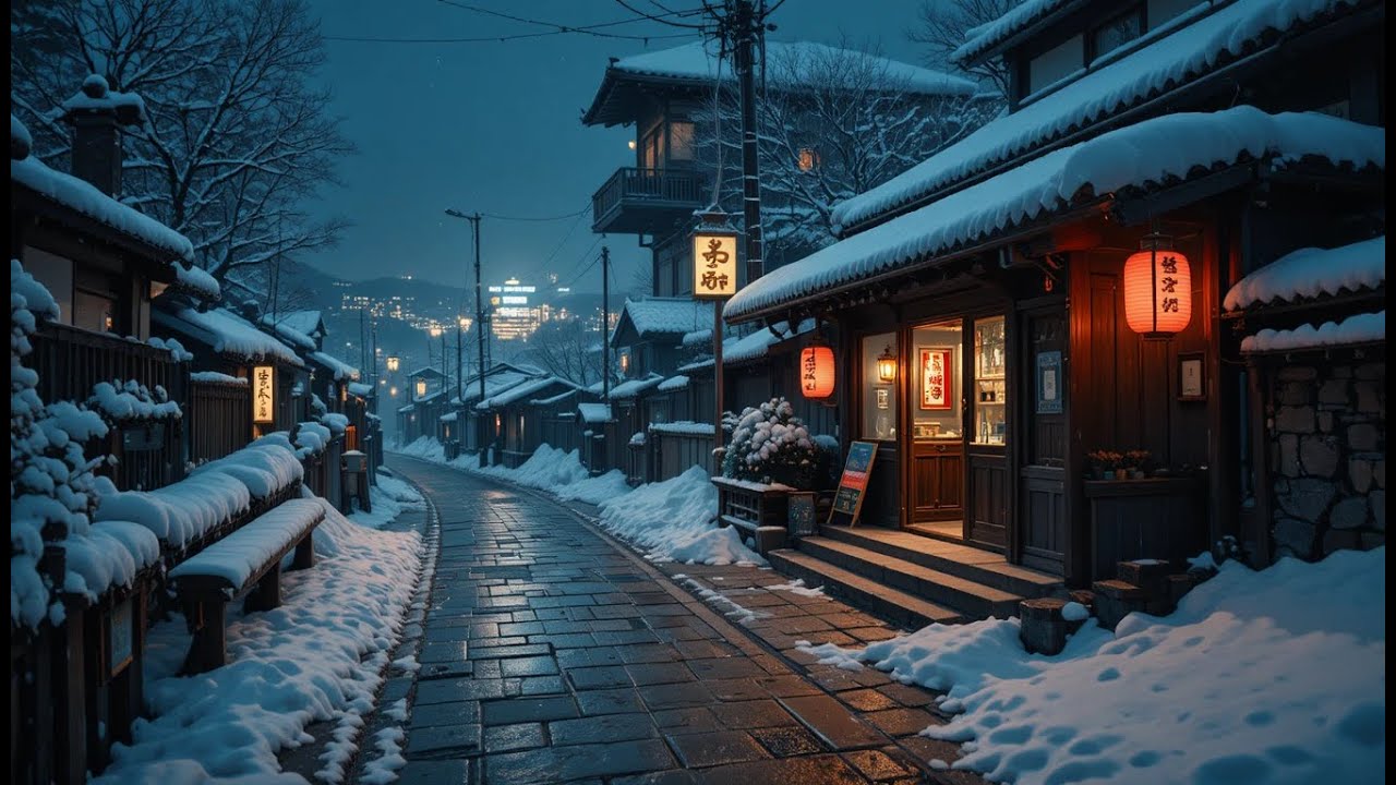 Snowy Japanese Night 🌙 Lofi Hip Hop Beats for Calm & Focus - Silent Snow Lofi
