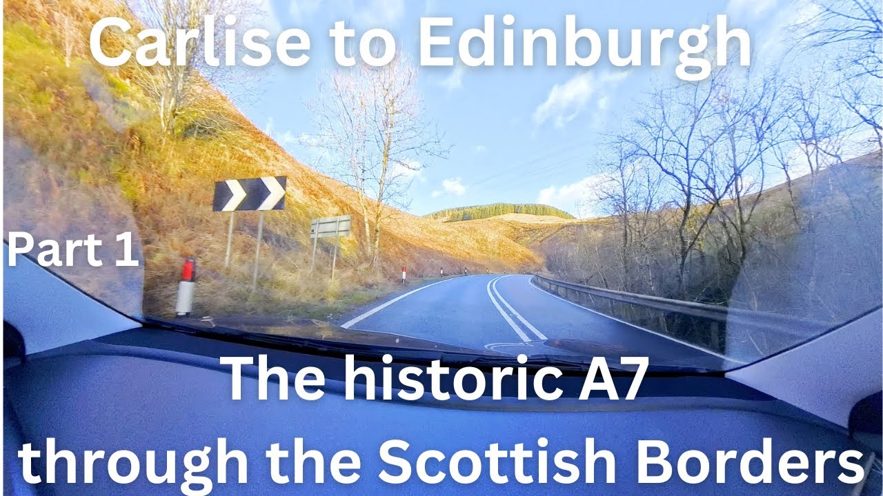 Winter drive from Carlisle to Edinburgh. Straights, curves, views and towns, this road has them all.